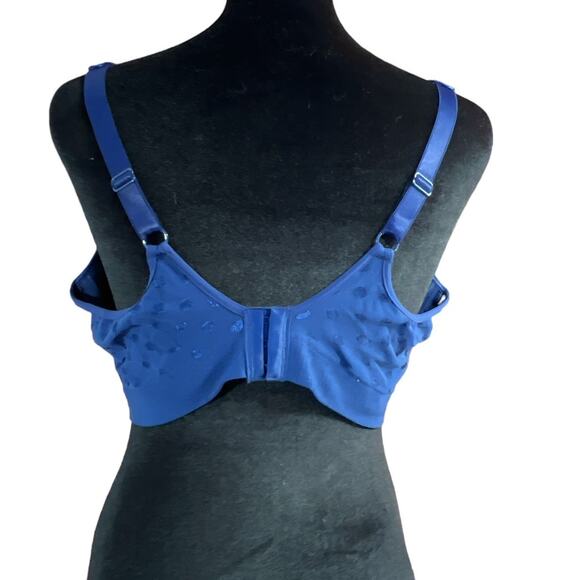Hanes Wire Free  Padded Tee Shirt Bra Adjustable Plus Size 3XL Blue Polka Dot - Picture 4 of 10
